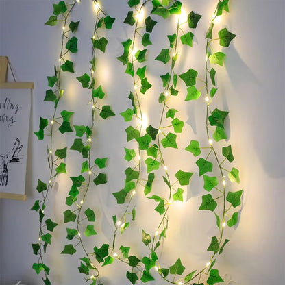 GreenLeaf 2 M Ivy Vine String Lights  Artificial Green Leaf Fairy Light Garland For Wedding Party C 1