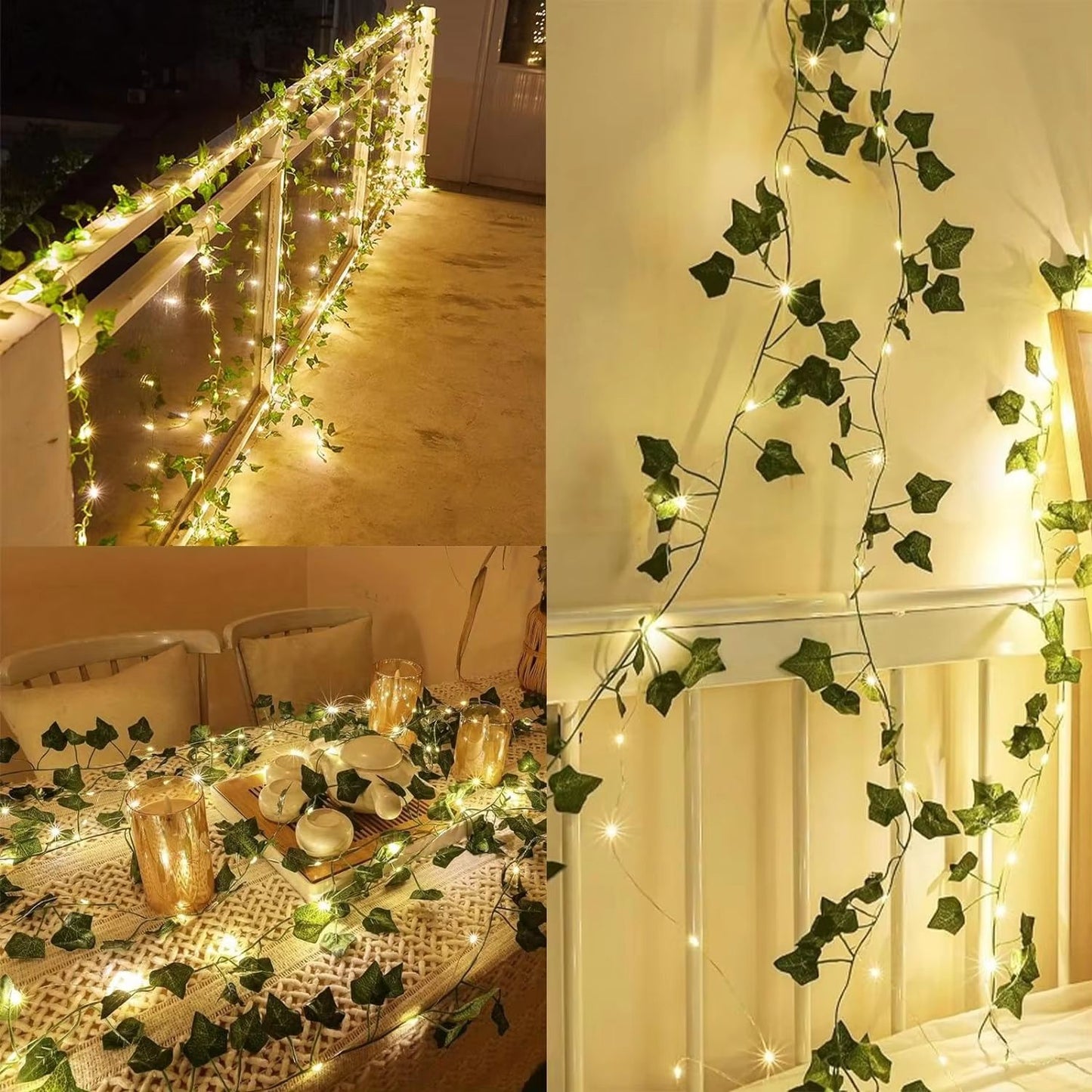 GreenLeaf 2 M Ivy Vine String Lights  Artificial Green Leaf Fairy Light Garland For Wedding Party C 3