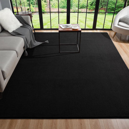 Large Soft Black Living Room Carpet | Non-Slip Rectangular Floor Rug for Children's Play Mat & Home Decoration