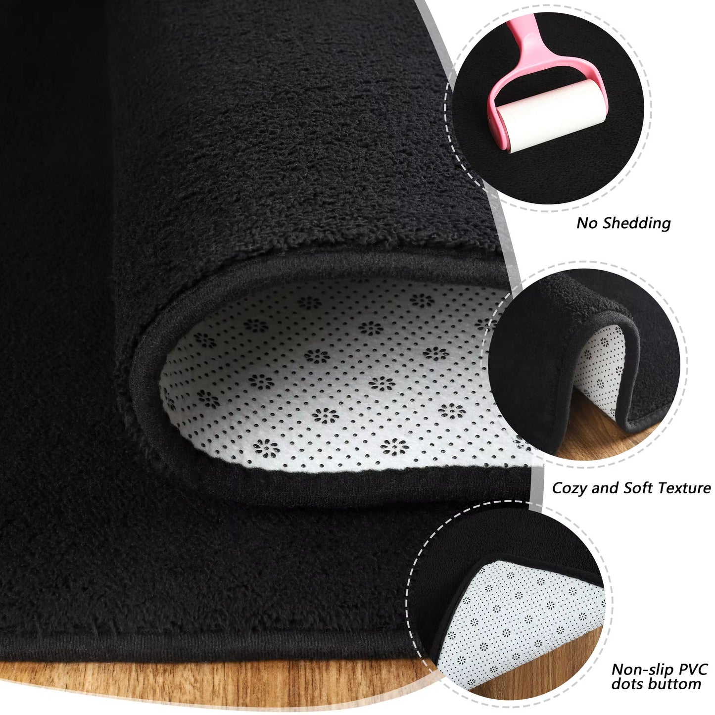 Large Soft Black Living Room Carpet  NonSlip Rectangular Floor Rug For Childrens Play Mat  Home Dec 2