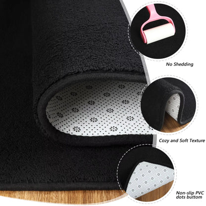Large Soft Black Living Room Carpet  NonSlip Rectangular Floor Rug For Childrens Play Mat  Home Dec 2