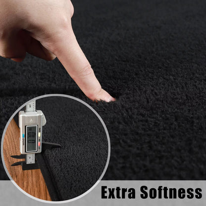 Large Soft Black Living Room Carpet  NonSlip Rectangular Floor Rug For Childrens Play Mat  Home Dec 4
