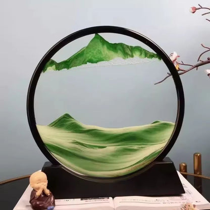 3D Moving Sand Art Picture  Round Glass Deep Sea Sandscape Hourglass Quicksand Craft For Office Hom
