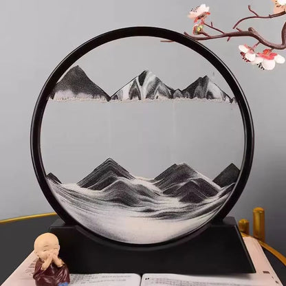 3D Moving Sand Art Picture  Round Glass Deep Sea Sandscape Hourglass Quicksand Craft For Office Hom