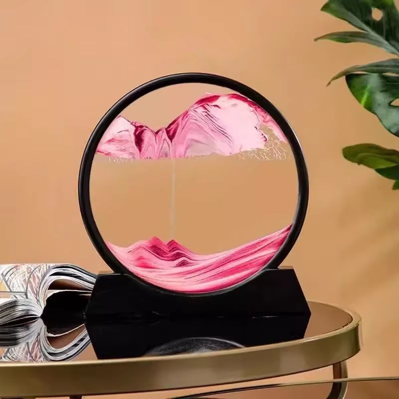 3D Moving Sand Art Picture  Round Glass Deep Sea Sandscape Hourglass Quicksand Craft For Office Hom