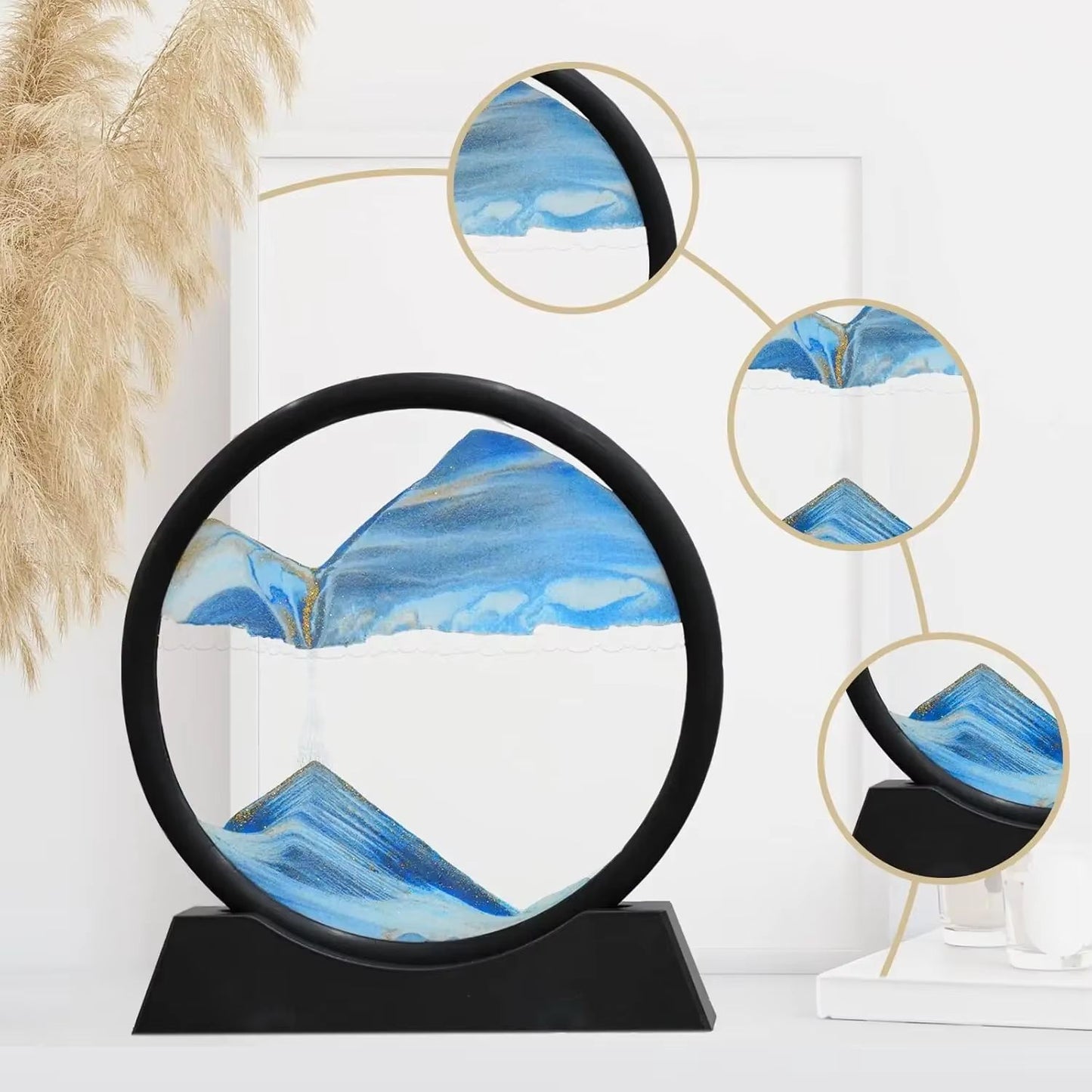 3D Moving Sand Art Picture  Round Glass Deep Sea Sandscape Hourglass Quicksand Craft For Office Hom