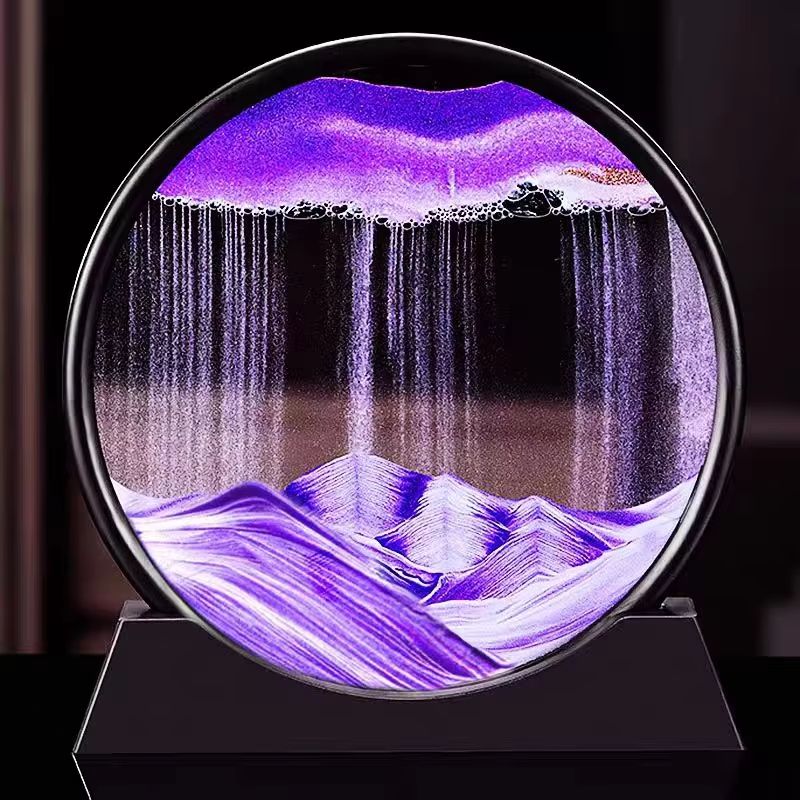 3D Moving Sand Art Picture  Round Glass Deep Sea Sandscape Hourglass Quicksand Craft For Office Hom