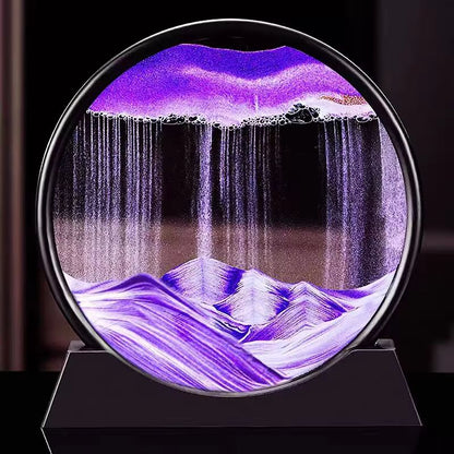 3D Moving Sand Art Picture  Round Glass Deep Sea Sandscape Hourglass Quicksand Craft For Office Hom