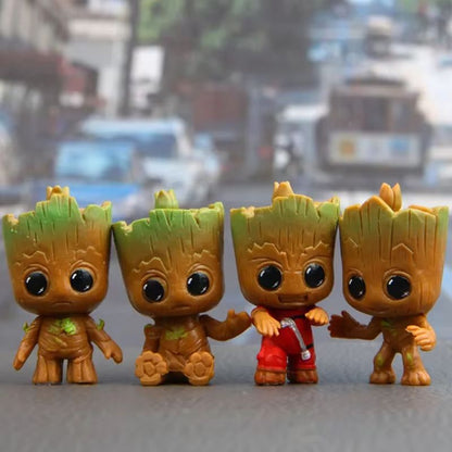 4Piece Cute Groot Miniature Model Set  Home Supplies Decoration Figurines  Anime Hero TreeMan Chara 1