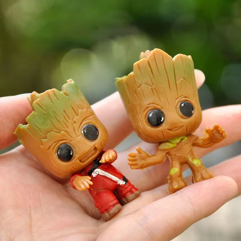 4Piece Cute Groot Miniature Model Set  Home Supplies Decoration Figurines  Anime Hero TreeMan Chara 3