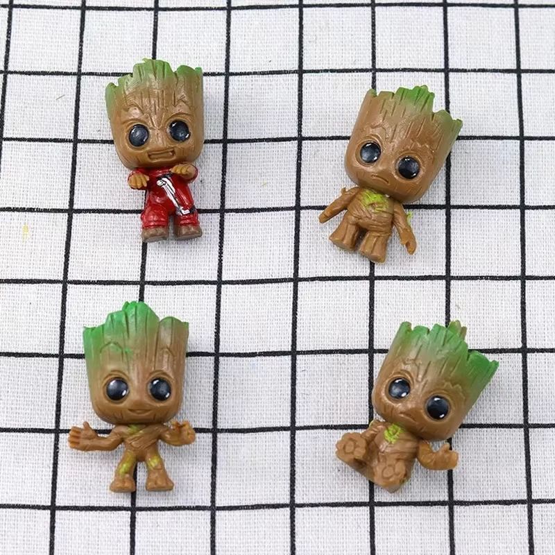 4Piece Cute Groot Miniature Model Set  Home Supplies Decoration Figurines  Anime Hero TreeMan Chara 4