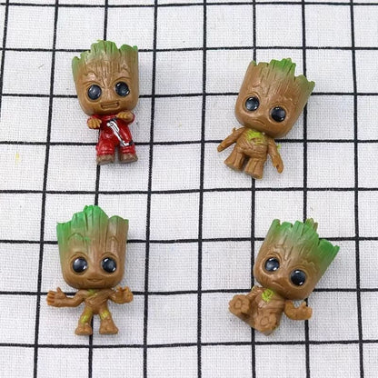 4Piece Cute Groot Miniature Model Set  Home Supplies Decoration Figurines  Anime Hero TreeMan Chara 4