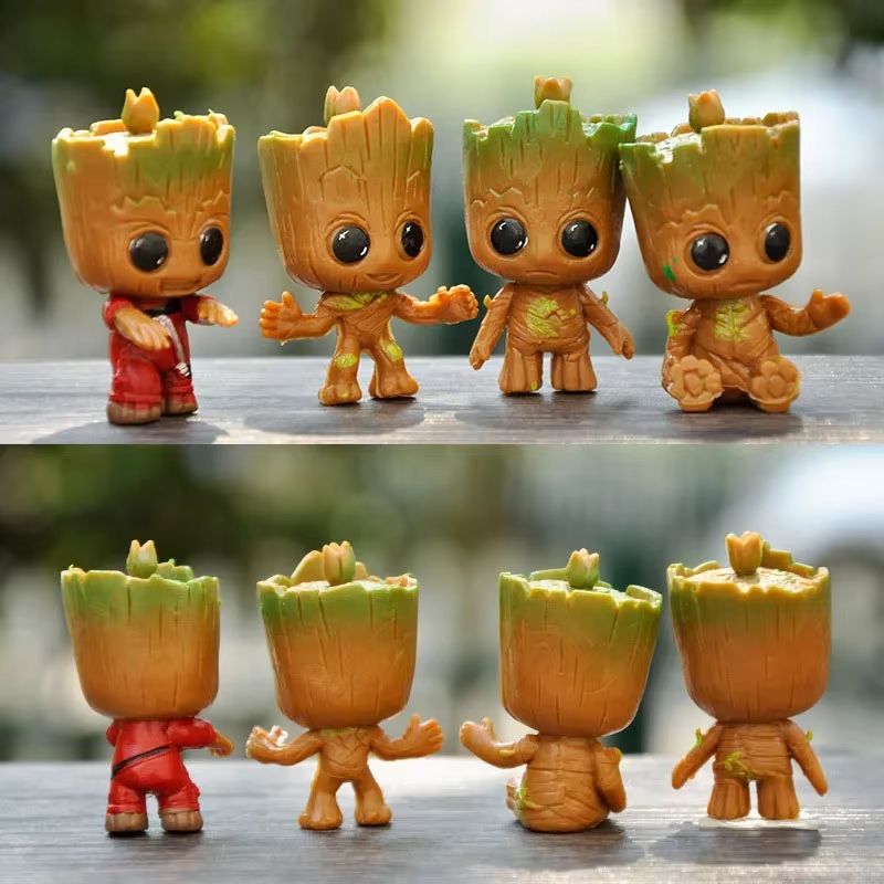 4Piece Cute Groot Miniature Model Set  Home Supplies Decoration Figurines  Anime Hero TreeMan Chara 5
