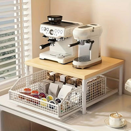 Modern Kitchen Microwave Rack  Sturdy Solid Wood  Metal Structure SpaceSaving Countertop Storage Ra 5