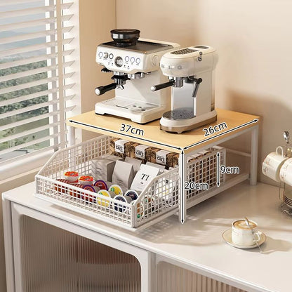 Modern Kitchen Microwave Rack  Sturdy Solid Wood  Metal Structure SpaceSaving Countertop Storage Ra 8