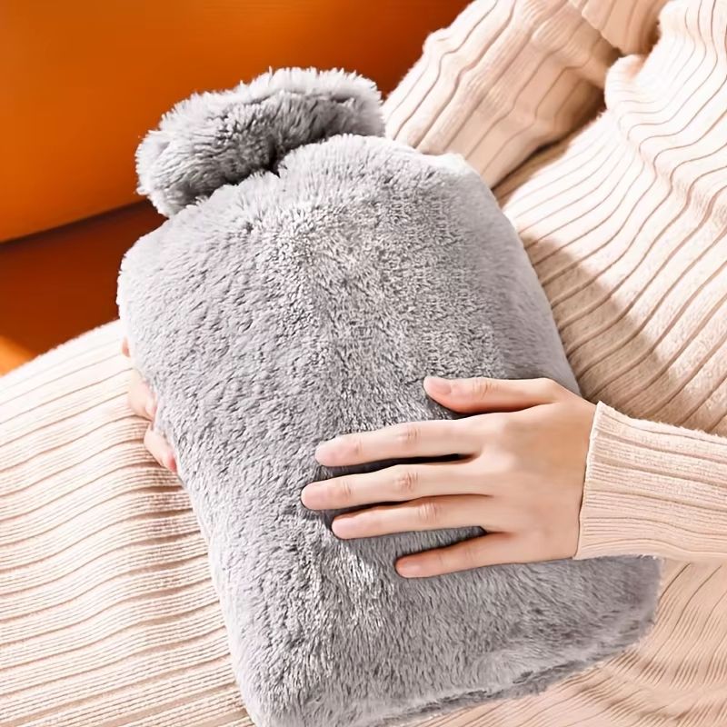 1L2L PVC Plush Hot Water Bottle  LeakProof LargeCapacity Bed  Abdomen Warmer With Soft Cover For Cr 1