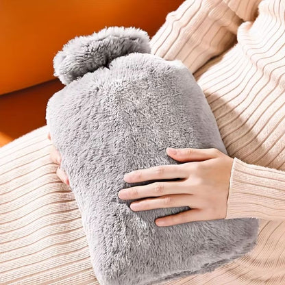 1L2L PVC Plush Hot Water Bottle  LeakProof LargeCapacity Bed  Abdomen Warmer With Soft Cover For Cr 1