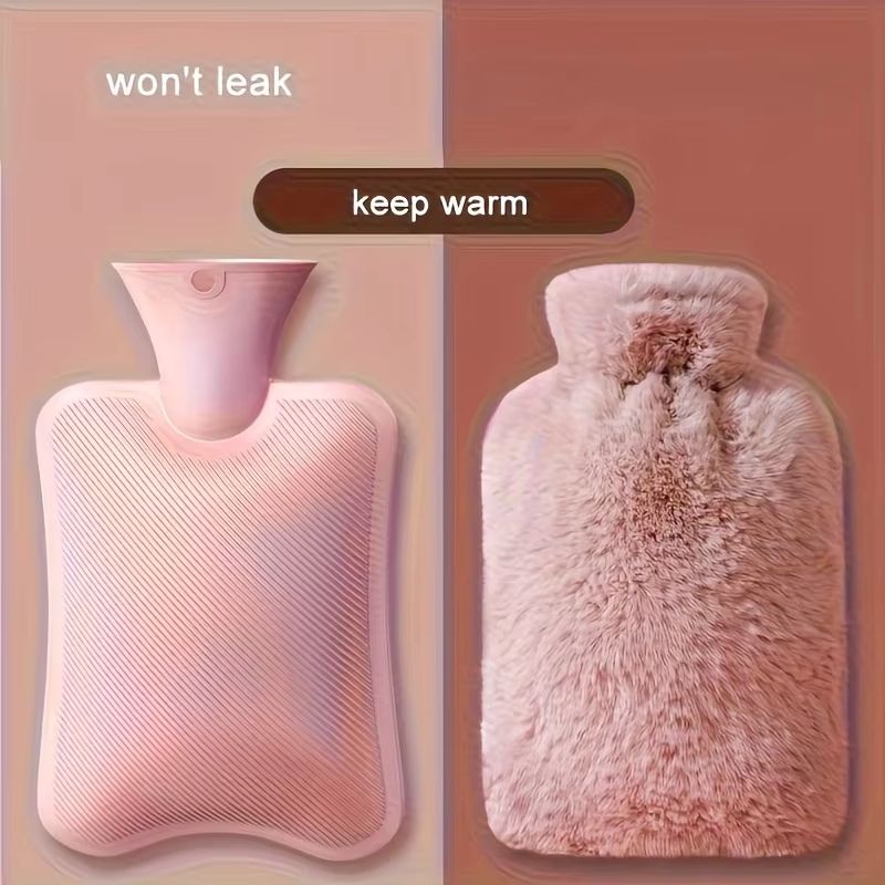 1L2L PVC Plush Hot Water Bottle  LeakProof LargeCapacity Bed  Abdomen Warmer With Soft Cover For Cr 3
