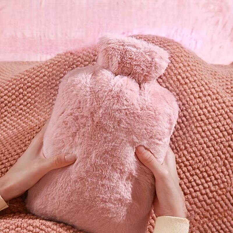 1L2L PVC Plush Hot Water Bottle  LeakProof LargeCapacity Bed  Abdomen Warmer With Soft Cover For Cr 5
