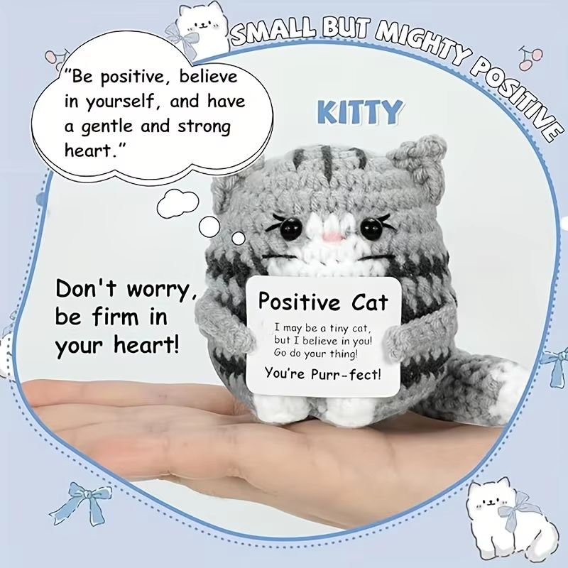 Handmade Cat Accessories With Positive Energy Cards  AnimeStyle Polyester Home Decor Gift 4