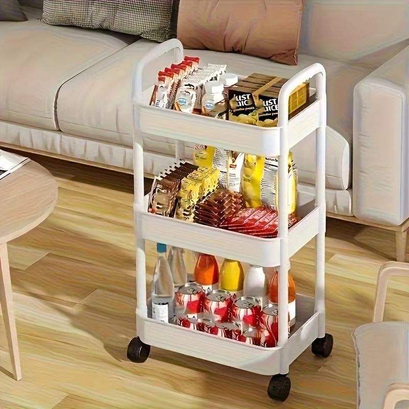HeavyDuty 3Tier Wheeled Tool Cart Storage Rack  Durable Plastic Structure EasytoAssemble Rolling St 1