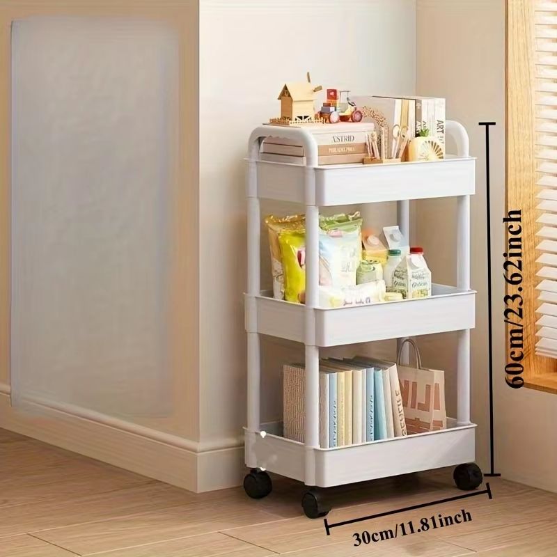 HeavyDuty 3Tier Wheeled Tool Cart Storage Rack  Durable Plastic Structure EasytoAssemble Rolling St 2