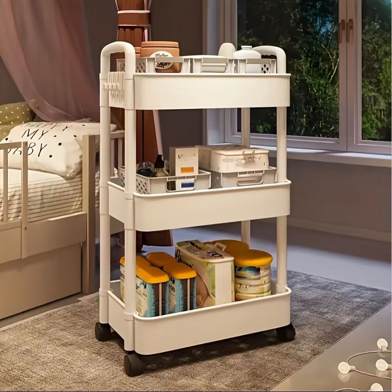 HeavyDuty 3Tier Wheeled Tool Cart Storage Rack  Durable Plastic Structure EasytoAssemble Rolling St 3