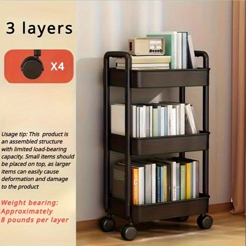 HeavyDuty 3Tier Wheeled Tool Cart Storage Rack  Durable Plastic Structure EasytoAssemble Rolling St 6