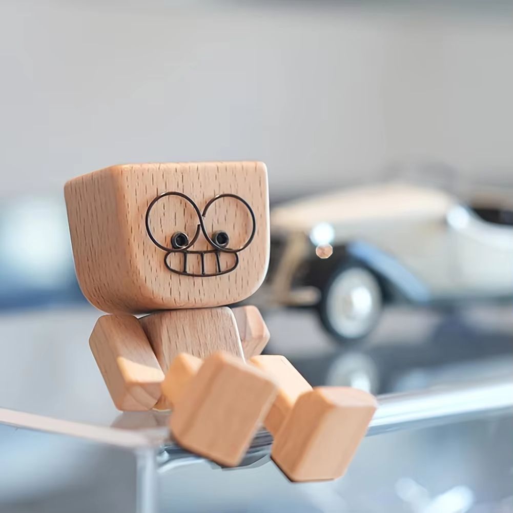Shake Wooden Man Gift  Desktop  Bookshelf Figurine Car Decoration  New Year Home Ornament 3