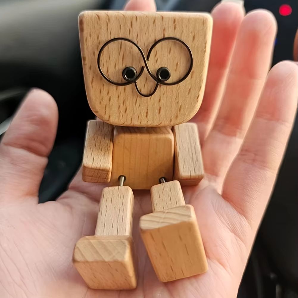 Shake Wooden Man Gift  Desktop  Bookshelf Figurine Car Decoration  New Year Home Ornament 5