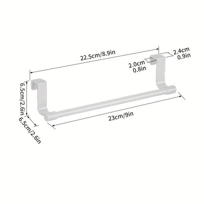White Plastic Towel Rack  Cabinet Door Mounted Towel Bar With Multiple Hooks For Kitchen  Bathroom  3