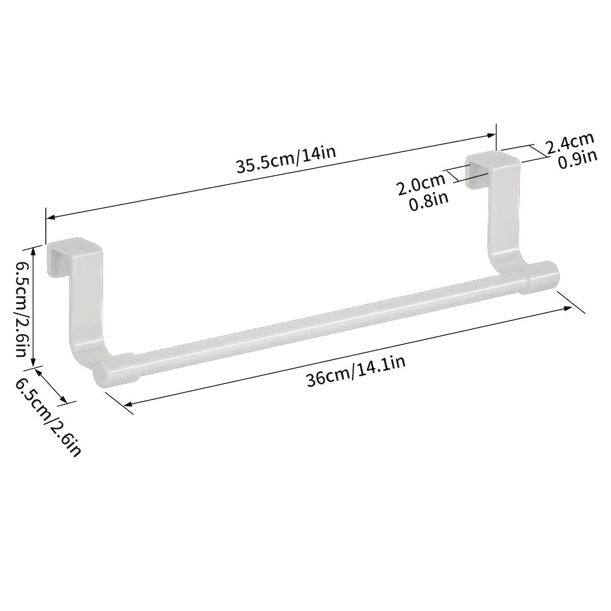 White Plastic Towel Rack  Cabinet Door Mounted Towel Bar With Multiple Hooks For Kitchen  Bathroom  5