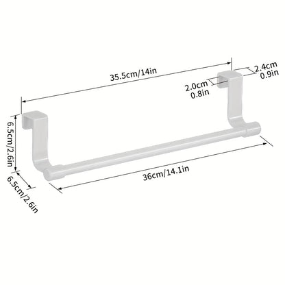 White Plastic Towel Rack  Cabinet Door Mounted Towel Bar With Multiple Hooks For Kitchen  Bathroom  5