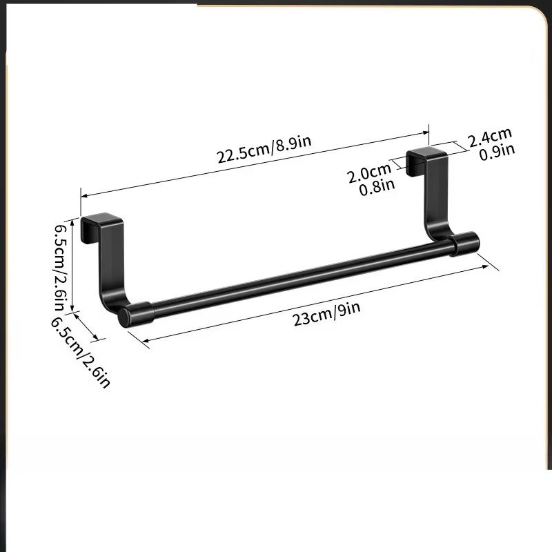 White Plastic Towel Rack  Cabinet Door Mounted Towel Bar With Multiple Hooks For Kitchen  Bathroom  6