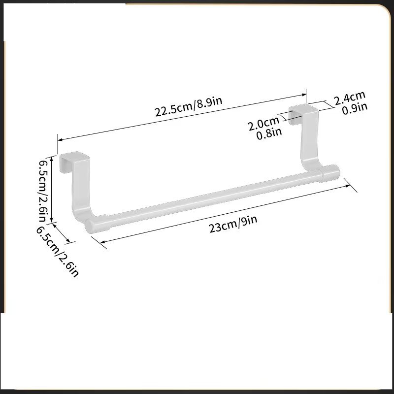 White Plastic Towel Rack  Cabinet Door Mounted Towel Bar With Multiple Hooks For Kitchen  Bathroom  7