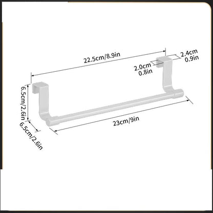 White Plastic Towel Rack  Cabinet Door Mounted Towel Bar With Multiple Hooks For Kitchen  Bathroom  7