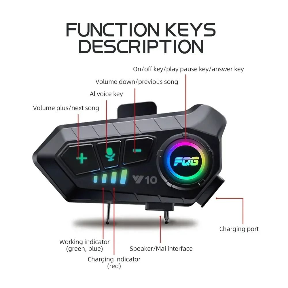 Motorcycle Bluetooth Helmet Headset Waterproof HandsFree Earphone 6
