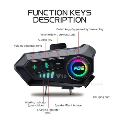 Motorcycle Bluetooth Helmet Headset Waterproof HandsFree Earphone 6