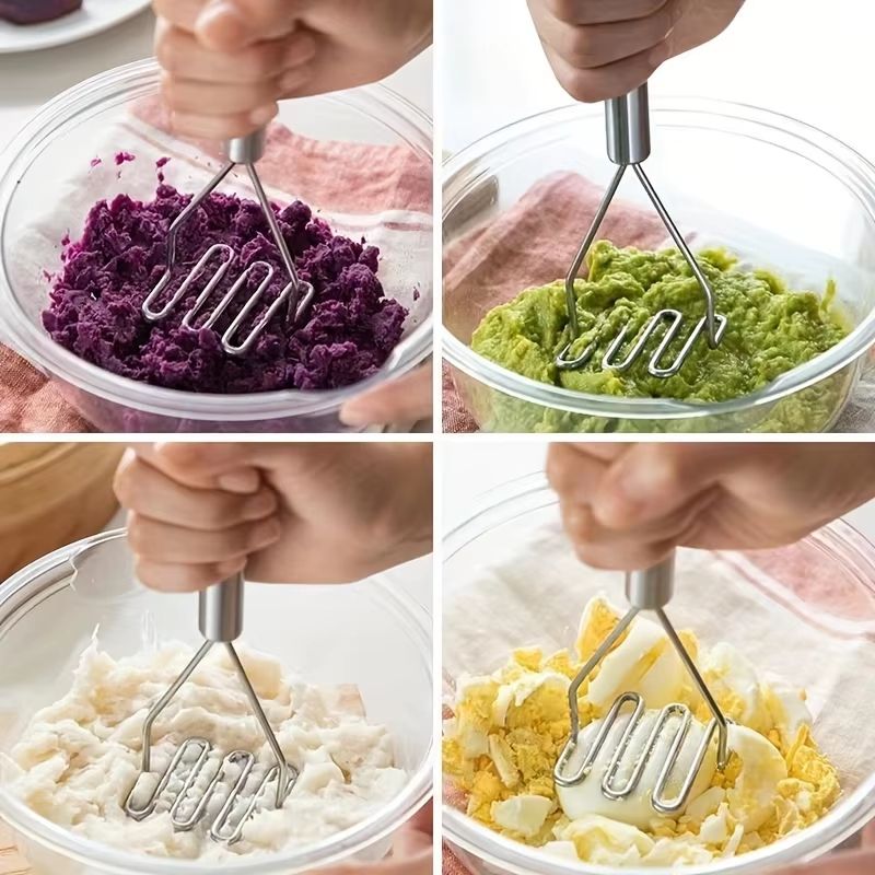Stainless Steel Wave Potato Masher  Durable Kitchenware For Vegetables  Fruit Puree 1