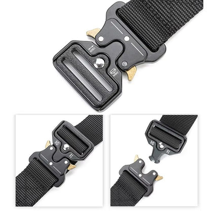 Tactical Belt Quick Release Outdoor Military Belt  Soft Real Nylon Sports Accessory Unisex Black Be 4