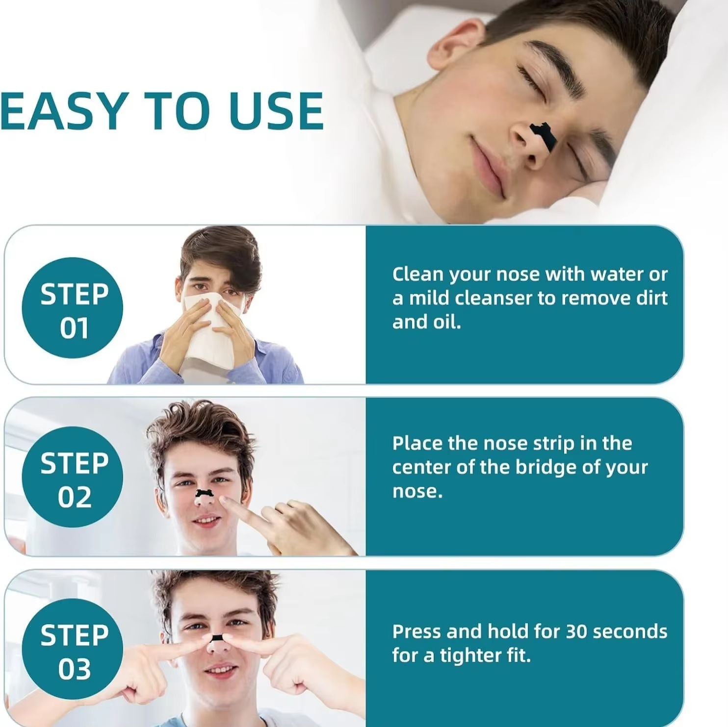 603010 PCS ExtraStrength Nasal Strips  NoiseReduction Waterproof Nasal Strips For Better Sleep Anti 2
