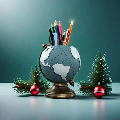 Creative Globe Pen Holder  Resin Desk Organizer For Office  Home Decor 1