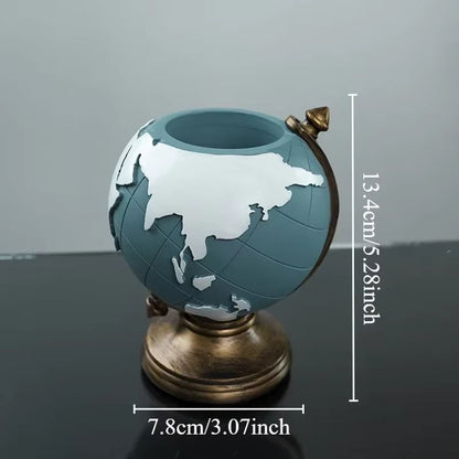 Creative Globe Pen Holder  Resin Desk Organizer For Office  Home Decor 3