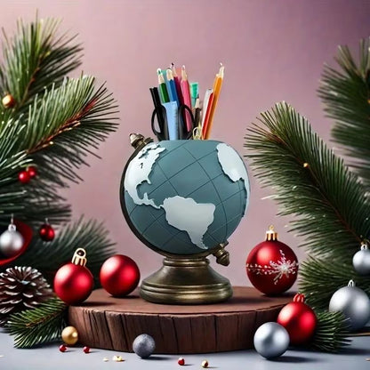 Creative Globe Pen Holder  Resin Desk Organizer For Office  Home Decor 4