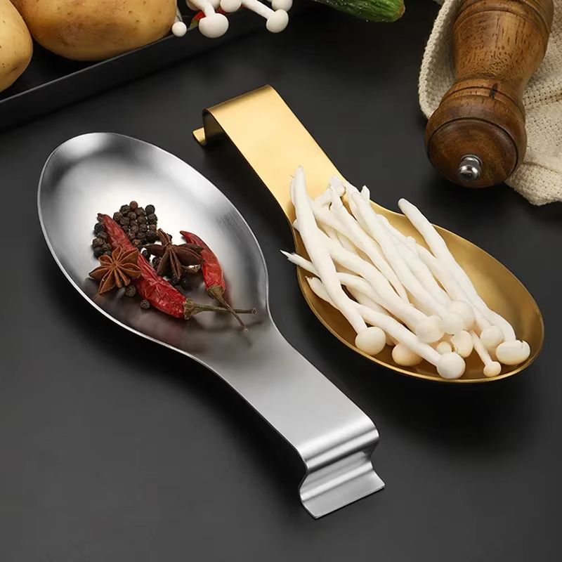 GoldPlated Thickened Stainless Steel Tableware Spoon Shelf  Buffet Clip Tray  Radium HotelGrade Kit 2