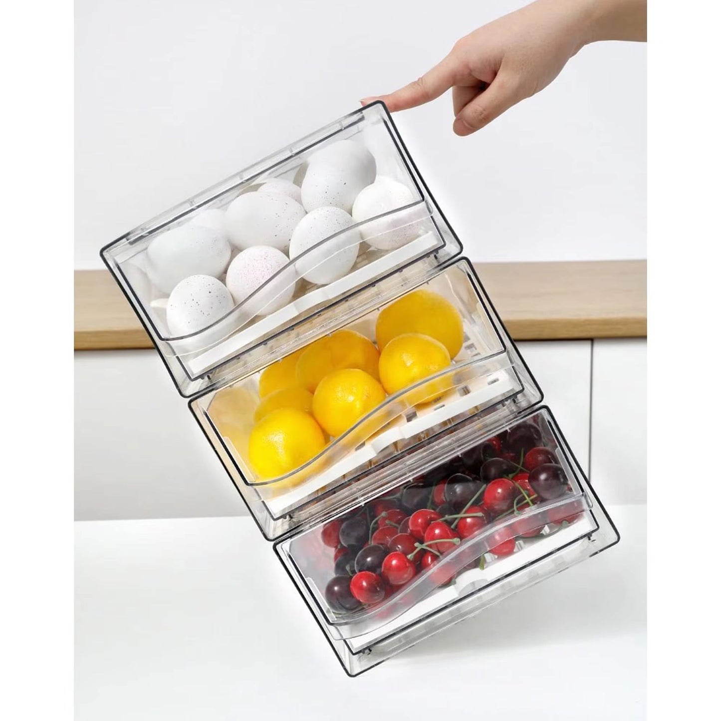 Stackable Refrigerator Organizer Bins  Reusable Food Storage Containers  Fridge Drawer Organizer Fo 4