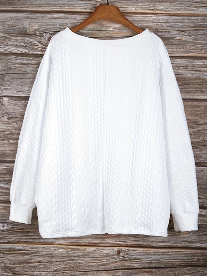 Plus Size Chunky Knit Sweater With Cable Knit Design 1