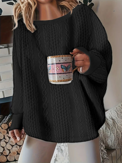 Plus Size Chunky Knit Sweater With Cable Knit Design 4