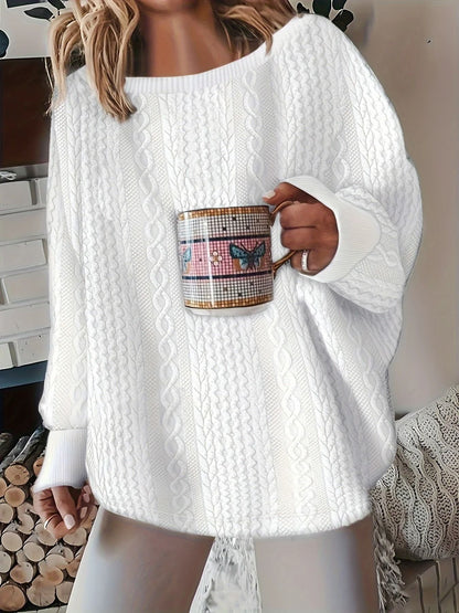Plus Size Chunky Knit Sweater With Cable Knit Design 5