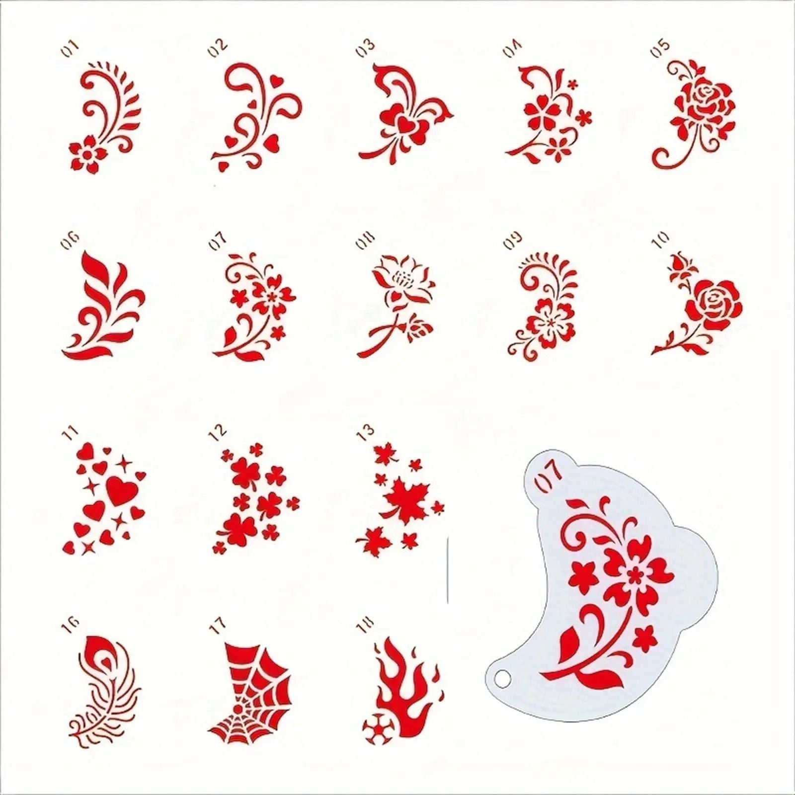 Reusable Face Painting Stencils With Floral And Pattern Designs  20Piece Set 2